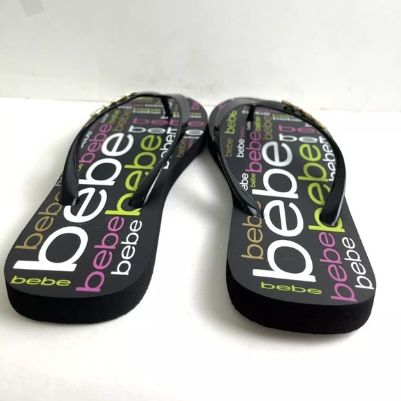 New BEBE TAMMY Beachwear flip flop black size 7 - Picture 5 of 8
